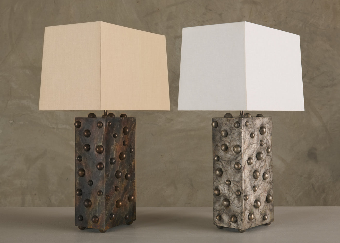 BC WORKSHOP SILVERED VERTICAL STUDDED LAMP BY LIKA MOORE